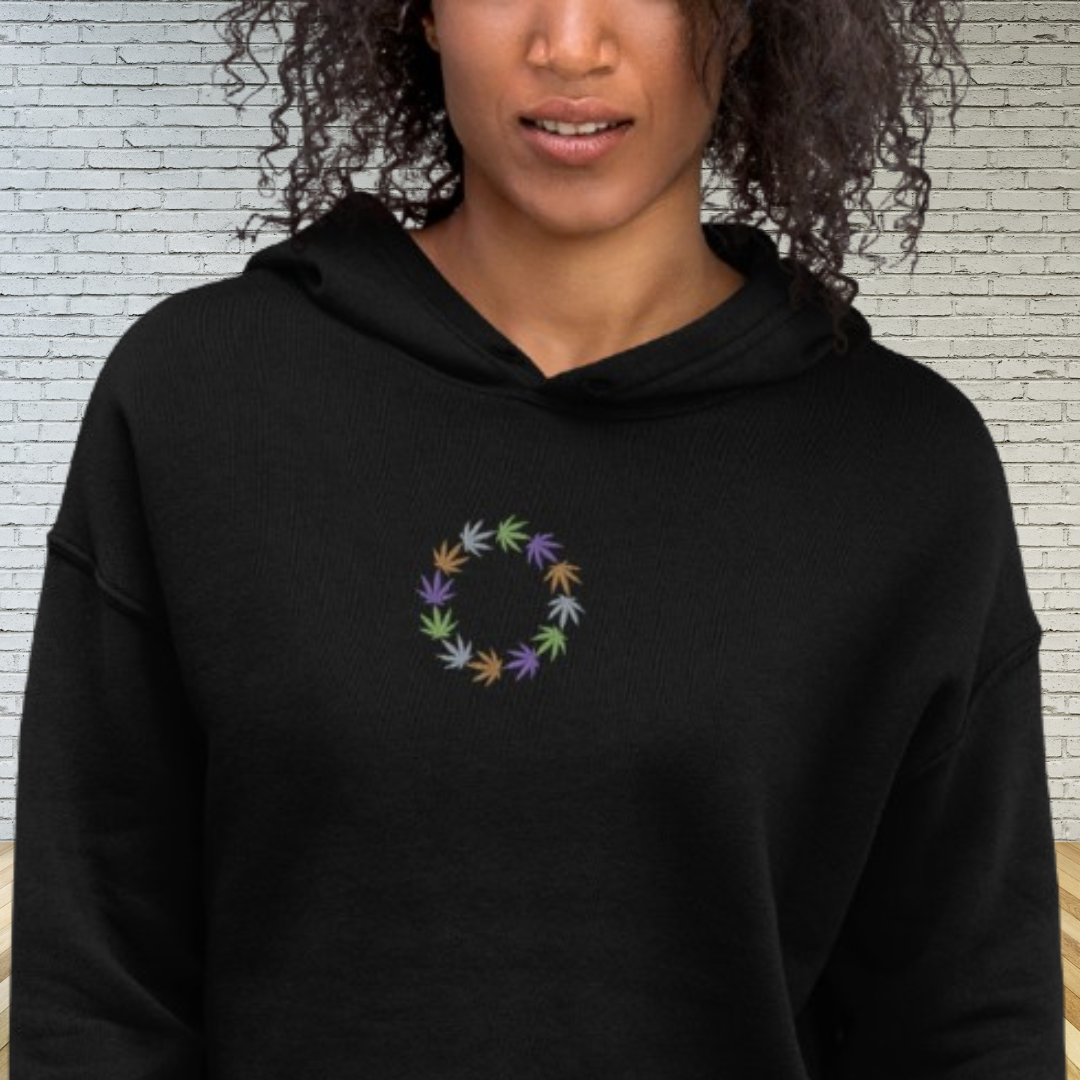 Crop Hoodie Sweatshirt Embroidered with Harvest Design - Image 5