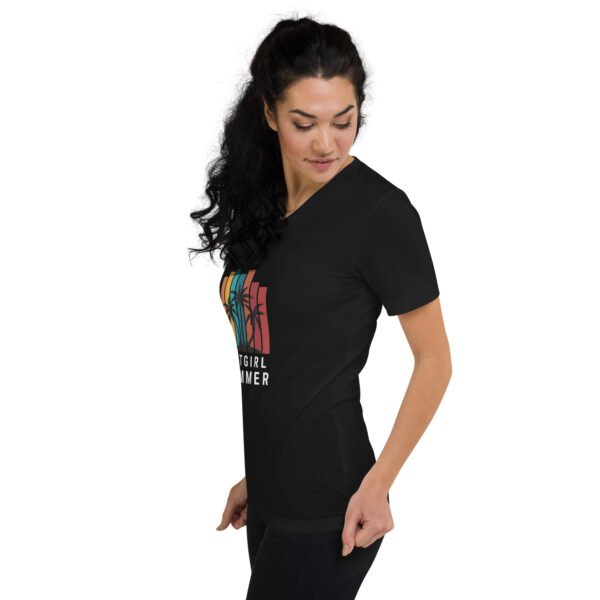 Pot Girl Summer V-Neck Tee – Unisex Stoner Aesthetic Streetwear black t-shirt - Image 4